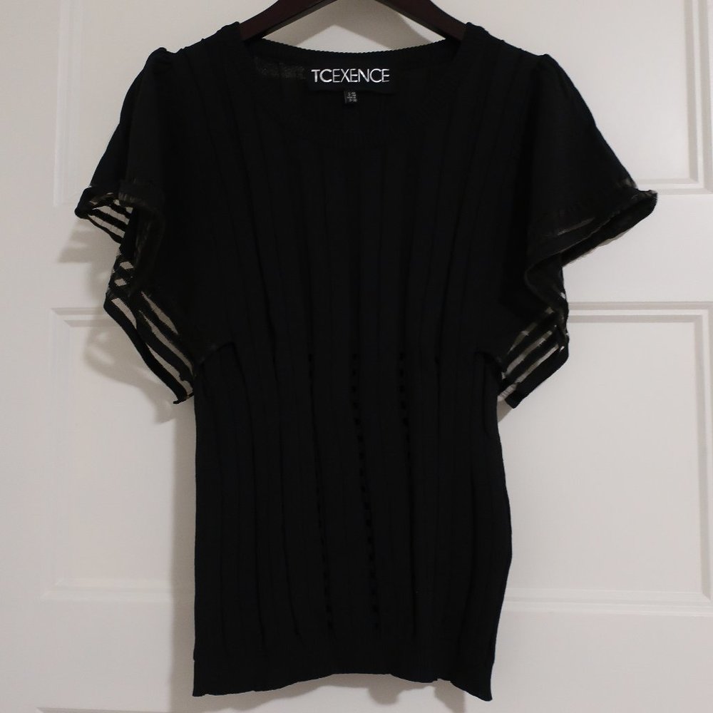 Tricot Chic Women's Black Top Ruffles